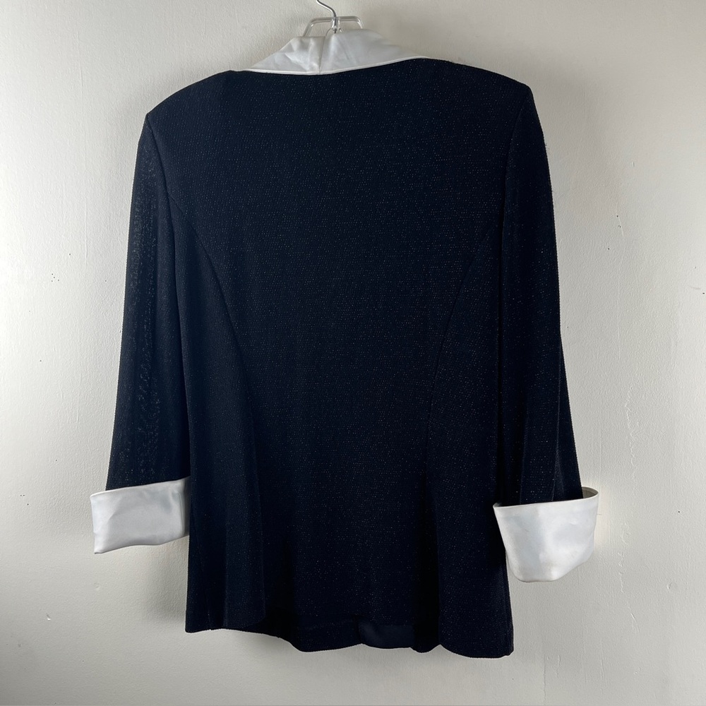 Vintage Black Evening Jacket By Alex Evening Satin Trim - Picture 2 of 6